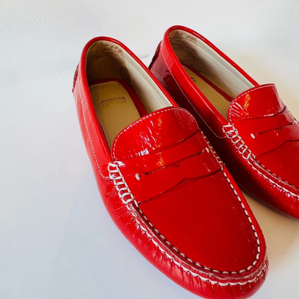 Johnston & Murphy Women’s Red Patent Leather Penny Loafers - Picture 2 of 11